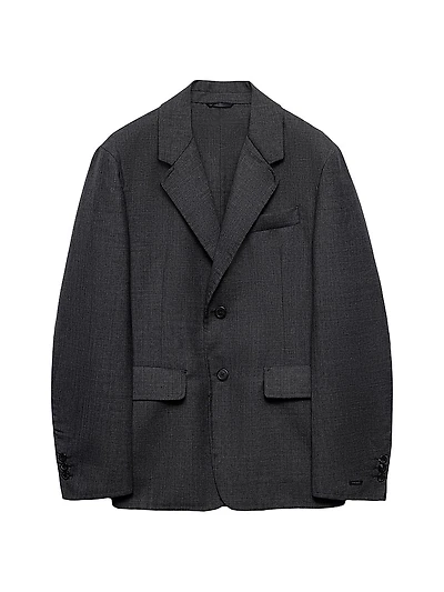 Single-Breasted Wool Blend Jacket