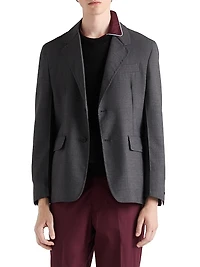 Single-Breasted Wool Blend Jacket