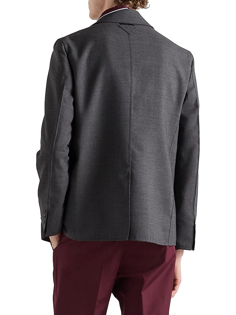 Single-Breasted Wool Blend Jacket