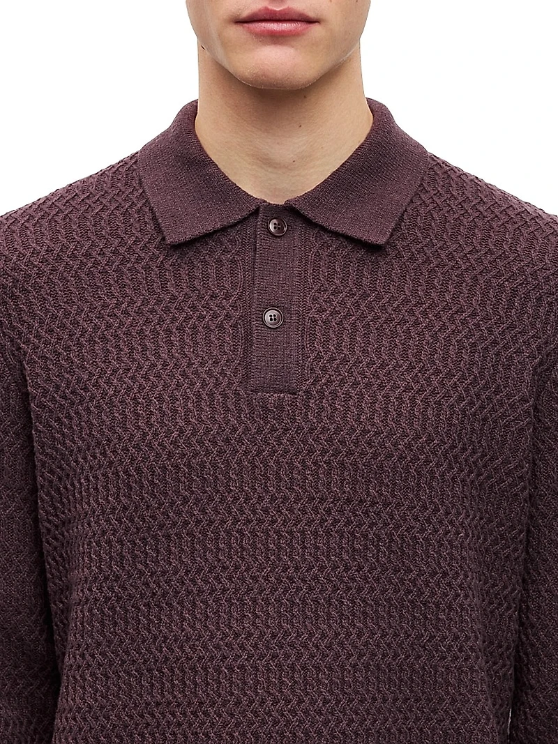 Sacaiden Wool-Nylon Polo Sweater