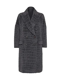 Virgin Wool and Alpaca Croc Jacquard Coat with Monili