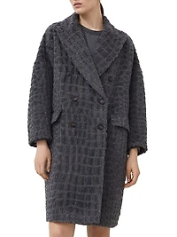Virgin Wool and Alpaca Croc Jacquard Coat with Monili