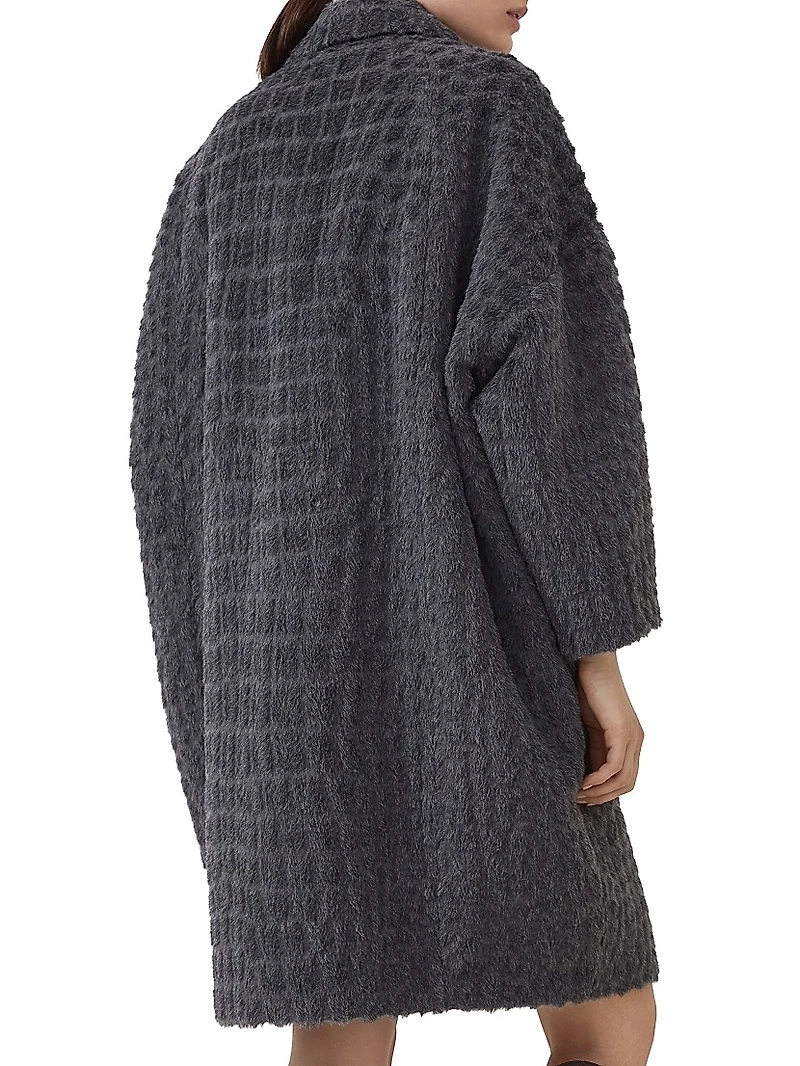 Virgin Wool and Alpaca Croc Jacquard Coat with Monili