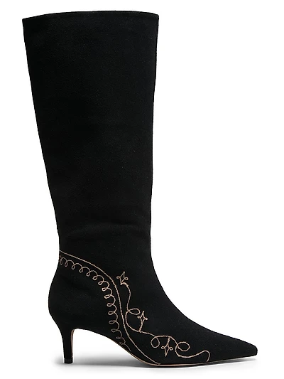 Casey 60MM Embroidered Suede Boots