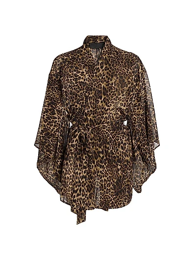 Kima Leopard-Print Silk Kimono-Style Cover-Up
