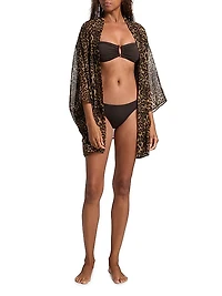 Kima Leopard-Print Silk Kimono-Style Cover-Up