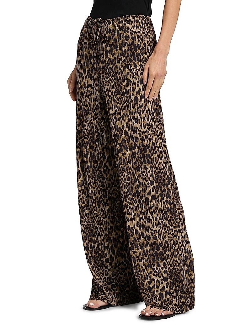 Adriel Leopard-Print Drawstring Pants