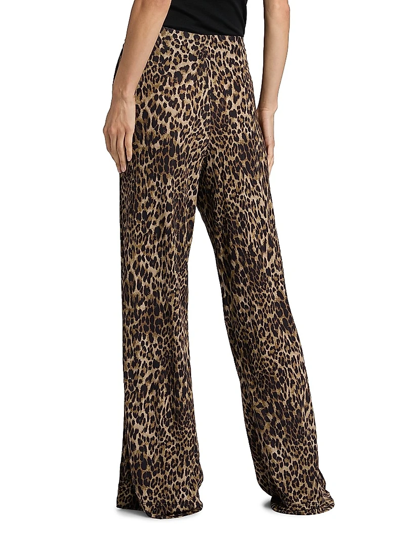 Adriel Leopard-Print Drawstring Pants