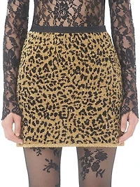 Jacquard Animal Print Lurex Knit Skirt