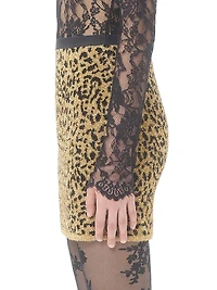 Jacquard Animal Print Lurex Knit Skirt
