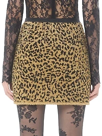 Jacquard Animal Print Lurex Knit Skirt