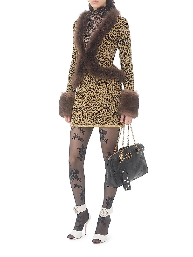 Jacquard Animal Print Lurex Knit Skirt