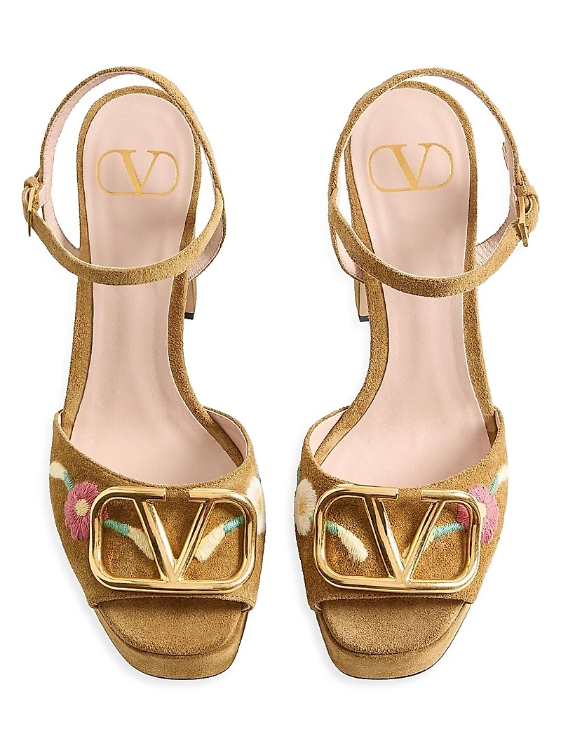 VLogo Signature 115MM Platform Sandals Split Leather