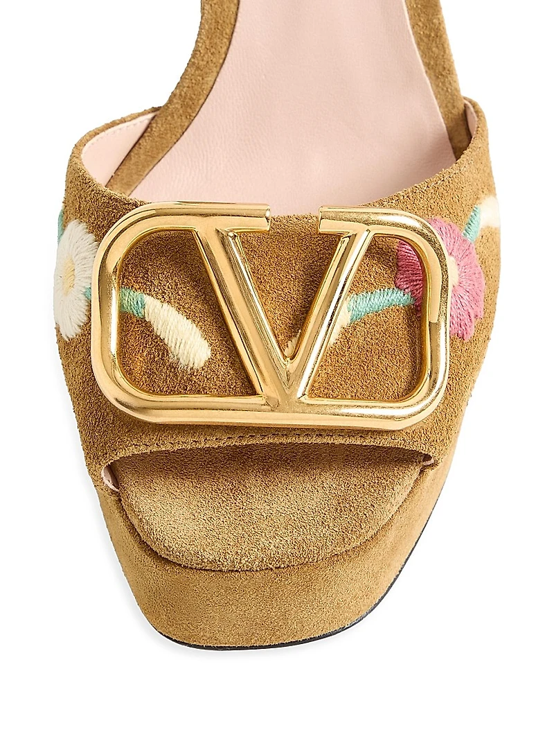 VLogo Signature 115MM Platform Sandals Split Leather