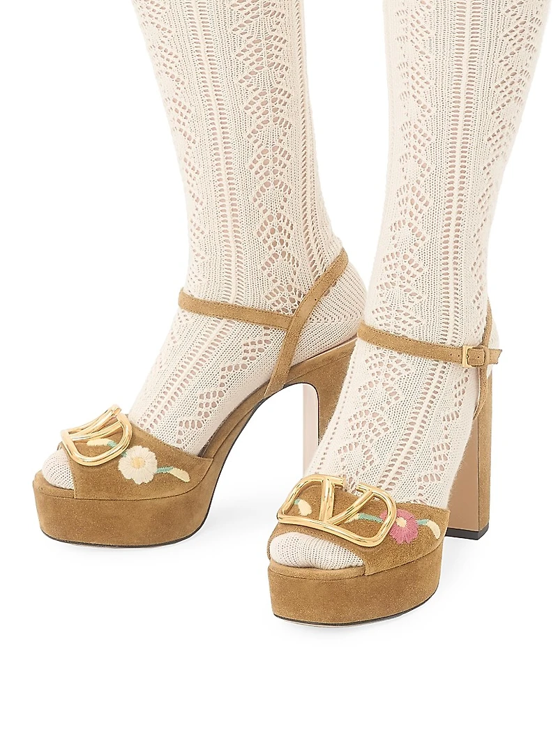 VLogo Signature 115MM Platform Sandals Split Leather