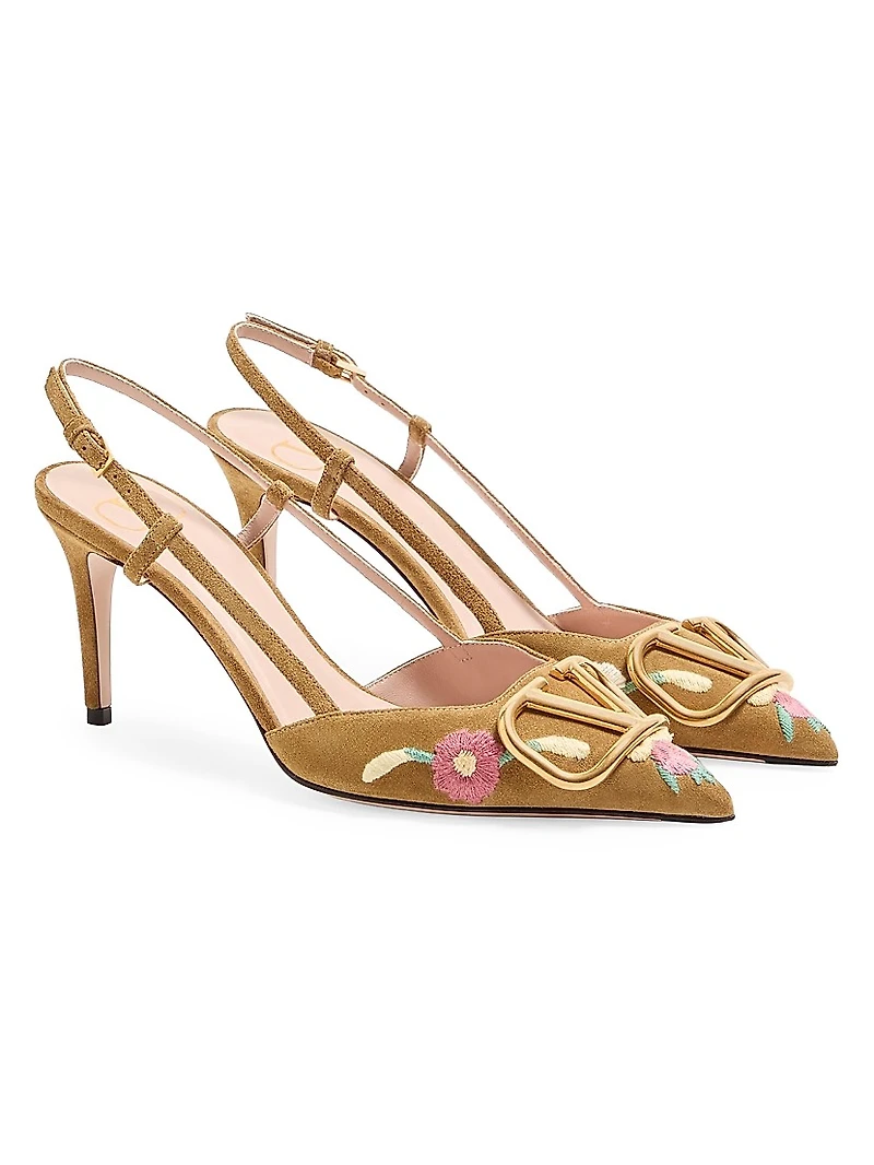VLogo Signature 80MM Slingback Pumps Crust Leather