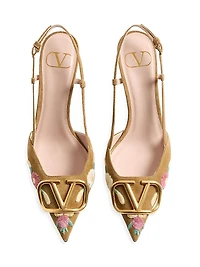 VLogo Signature 80MM Slingback Pumps Crust Leather