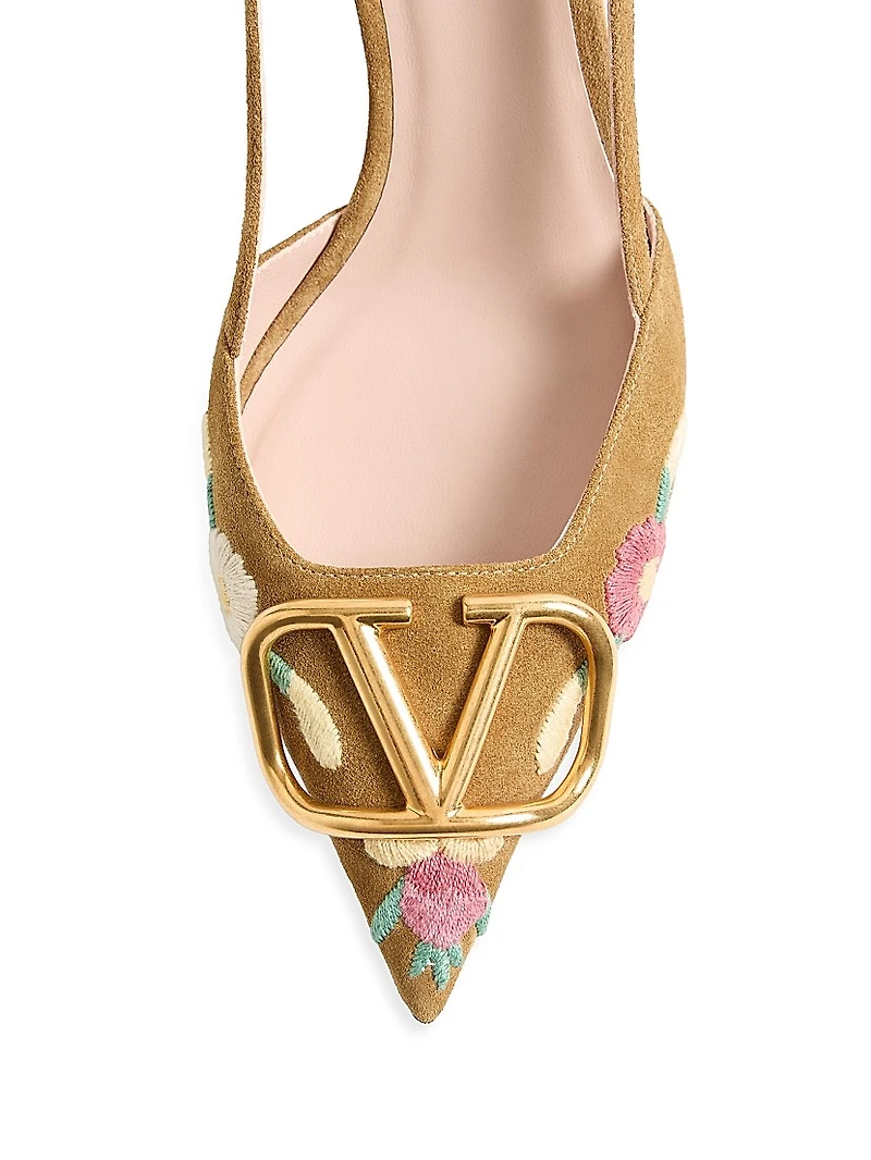 VLogo Signature 80MM Slingback Pumps Crust Leather