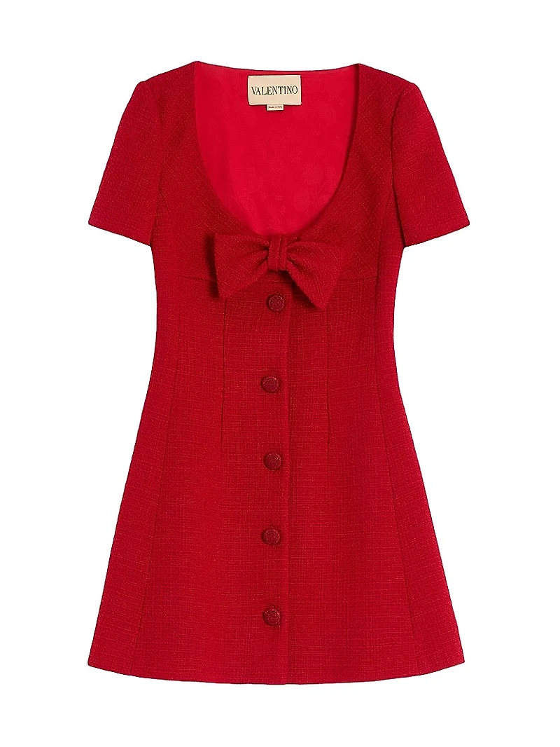 Short Dress Plain Wool Tweed