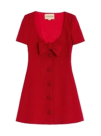 Short Dress Plain Wool Tweed