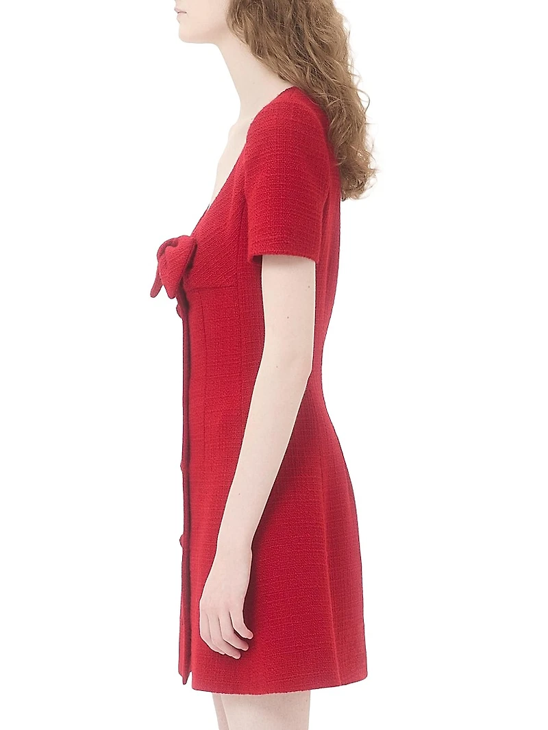 Short Dress Plain Wool Tweed