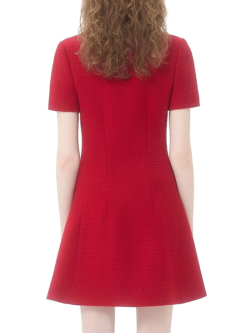 Short Dress Plain Wool Tweed