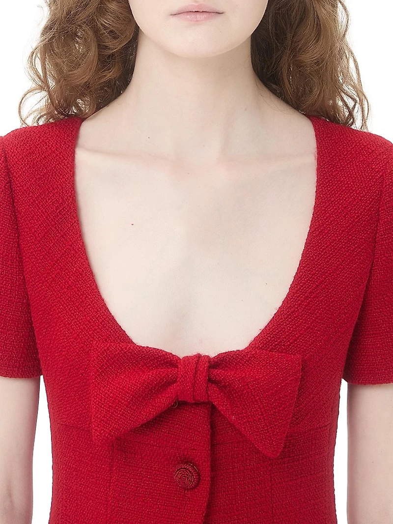 Short Dress Plain Wool Tweed