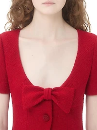 Short Dress Plain Wool Tweed