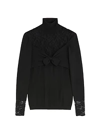 Wool Sweater with Lace