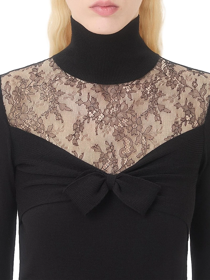 Wool Sweater with Lace