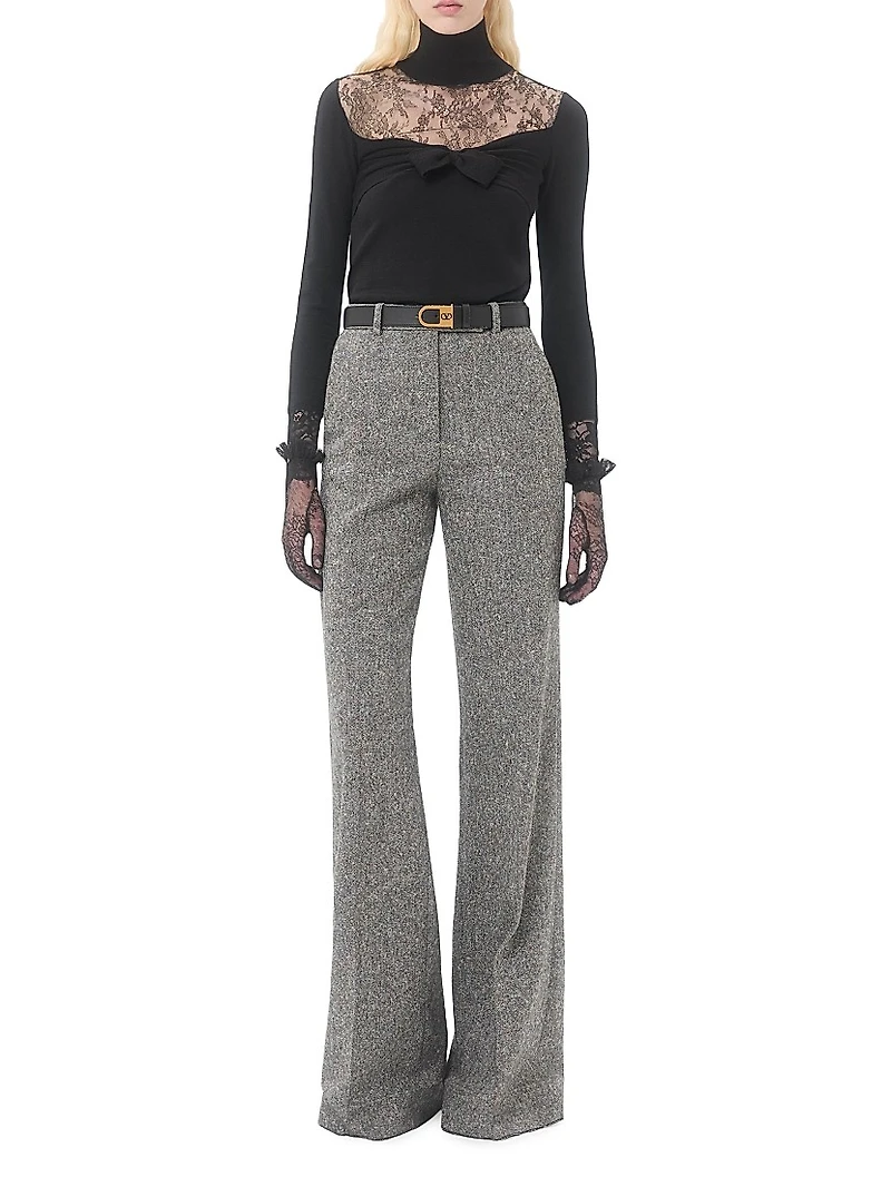 Wool Sweater with Lace