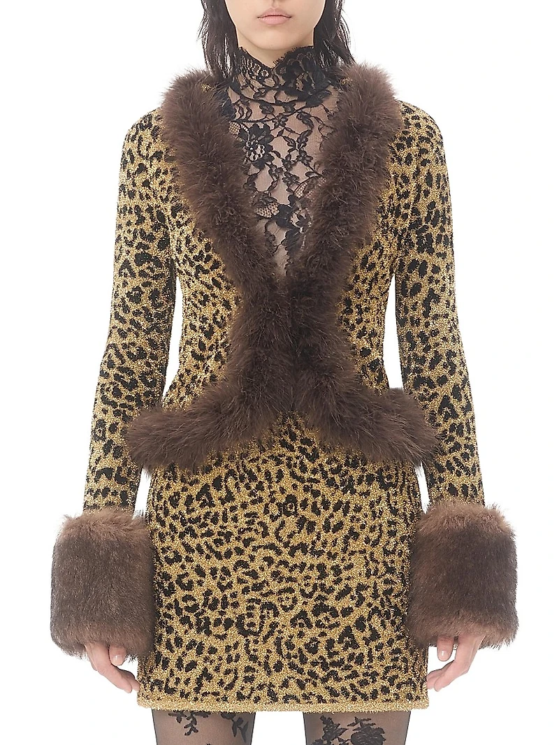 Jacquard Animal Print Lurex Knit Jacket
