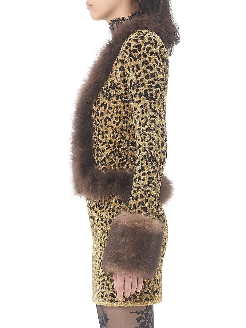 Jacquard Animal Print Lurex Knit Jacket
