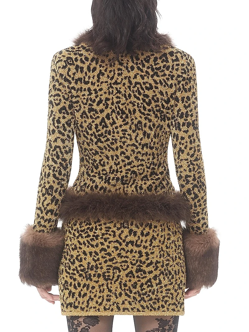 Jacquard Animal Print Lurex Knit Jacket