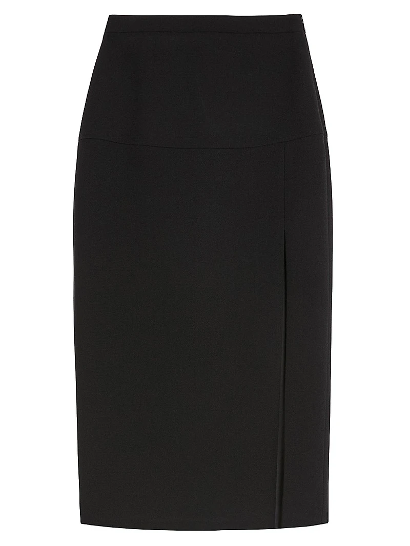 Wool Crepe Midi Skirt
