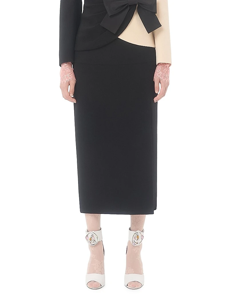Wool Crepe Midi Skirt