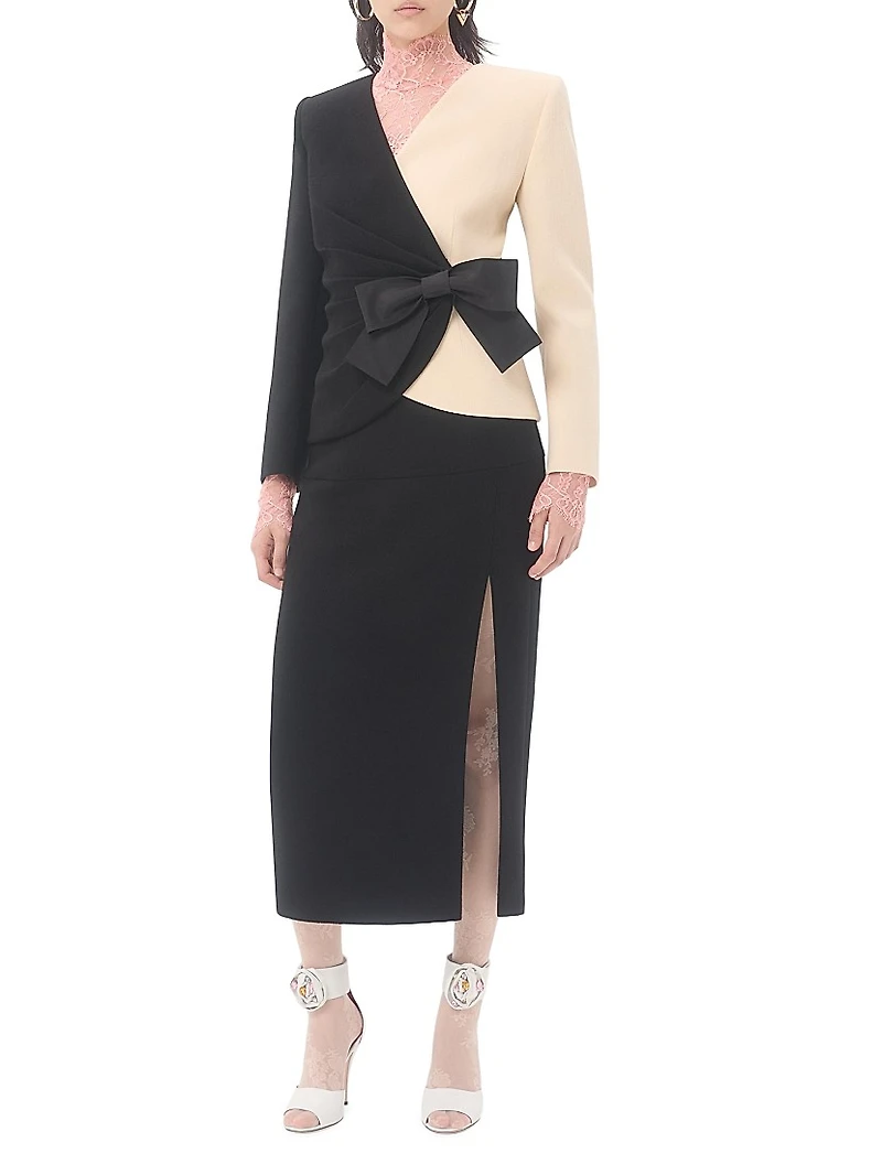 Wool Crepe Midi Skirt