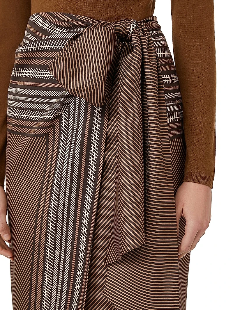 Printed Silk Midi Skirt