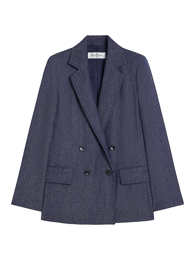 Slim Fit Denim Effect Wool Blazer