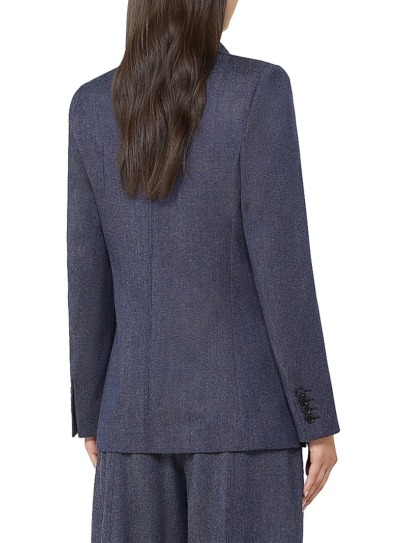 Slim Fit Denim Effect Wool Blazer