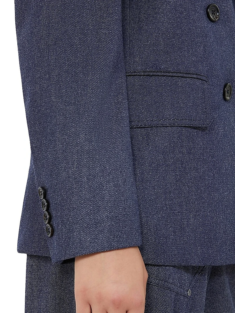 Slim Fit Denim Effect Wool Blazer