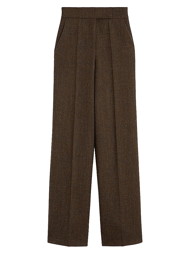 Wool Flannel Wide Leg Trousers