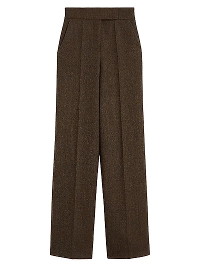 Wool Flannel Wide Leg Trousers