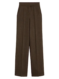 Wool Flannel Wide Leg Trousers