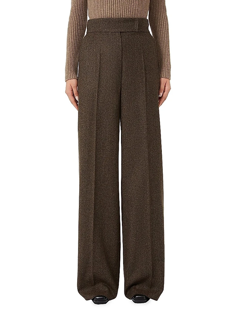 Wool Flannel Wide Leg Trousers