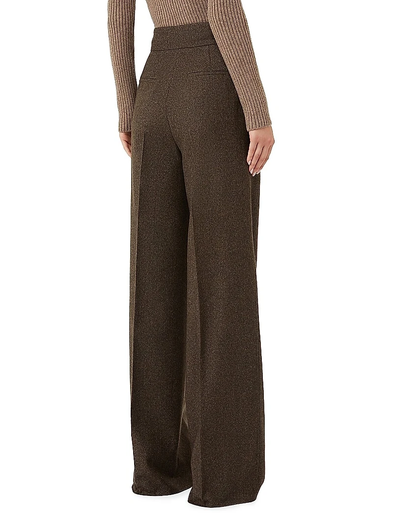 Wool Flannel Wide Leg Trousers