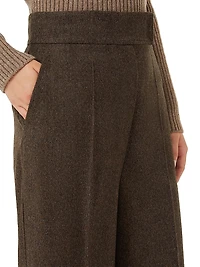 Wool Flannel Wide Leg Trousers