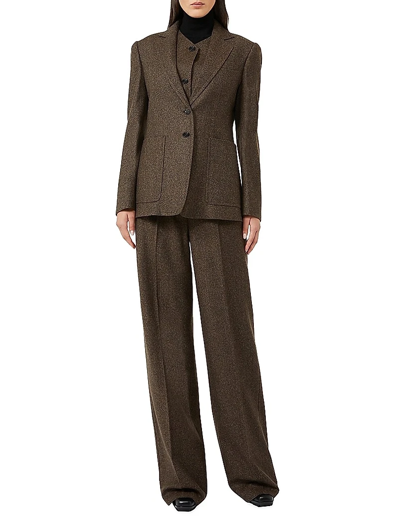 Wool Flannel Wide Leg Trousers