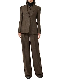 Wool Flannel Wide Leg Trousers