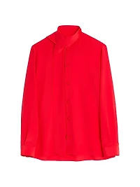 Crepe De Chine Silk Shirt with Scarf Collar